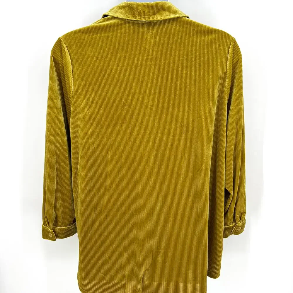 Soft Surroundings 1X Gold Textured Velvet Button Up Blouse